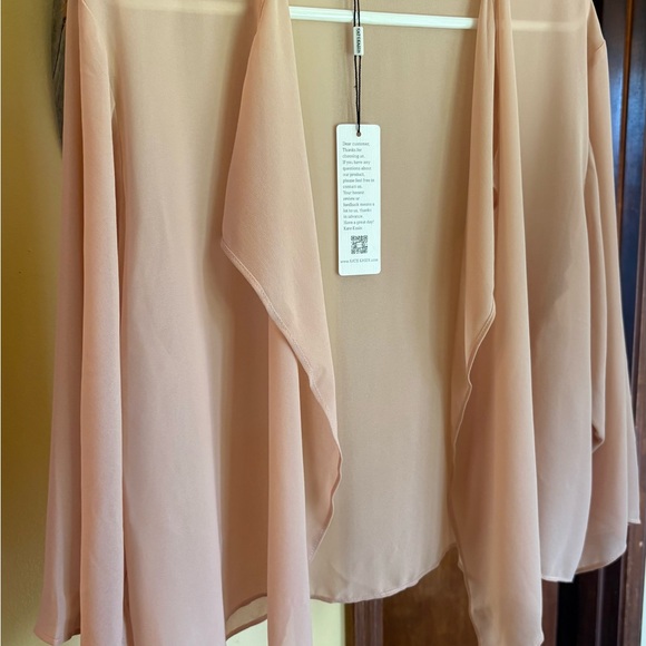 Beige Women's Open Front sheer Cardigan - Picture 4 of 4